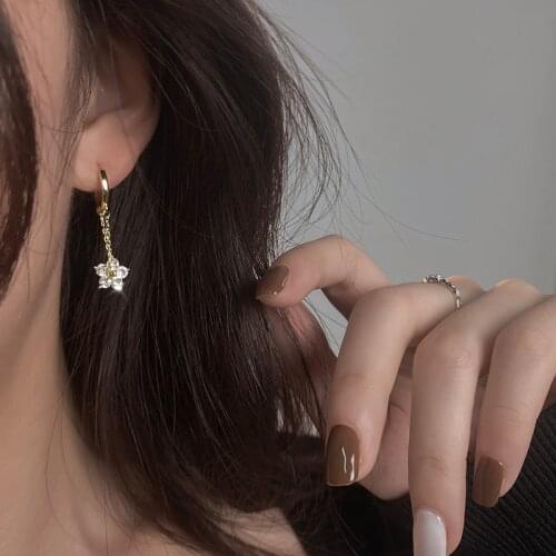 Boho Style Geometric Crystal Zircon Chain Tassel Flower Drop Earrings For Women Luxury Design Wedding Party Jewelry Accessories