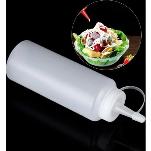 1PCS 240ml/500ml Squeeze Condiment Bottles with On Cap Lids Ketchup Mustard Hot Sauces Olive Oil Bottles Kitchen Accessories