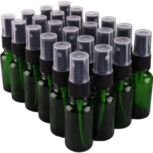 24pcs 20ml Green Glass Spray Bottle w/ Black Fine Mist Sprayer essential oil bottles empty cosmetic containers