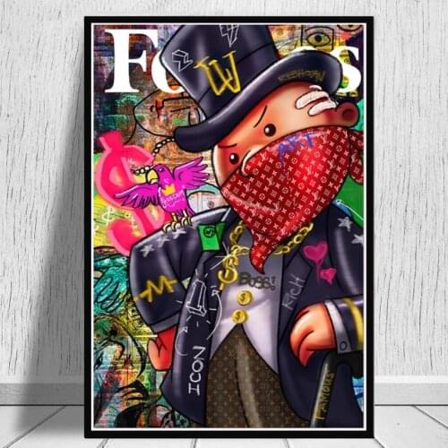 Abstract Graffiti Rich Men Dollars Canvas Paintings Wall Art Poster Prints Wall Pictures for Living Room Home Cuadros Decorative