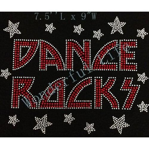 Free shipping hot fix rhinestones motif iron on transfer design dance rock rhinestone Iron On red with white