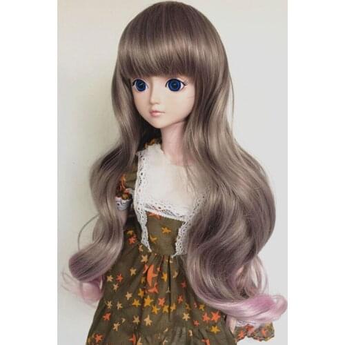 BJD sd 1/3 1/4 1/6 60cm doll wig grey powder gradient long curly long hair doll wig doll accessories