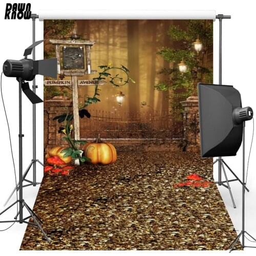 DAWNKNOW Happy Halloween Party Photography Background Forest Mushroom Pumpkin Backdrop For Children Photo Studio G827