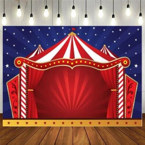 Red Circus Tent Photography Backdrop Theme Supplies Birthday Baby Shower Kids Party Banner Decor Background