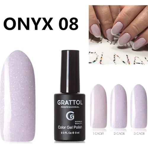 GRATTOL Professional ONYX 08 Glitter Semi Permanent Soaf Off UV LED Nail Varnish Purple Color Lacquer Painting Gellak