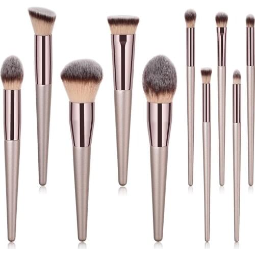 10Pcs Champagne Gold Makeup Brushes Face Eye Make Up Foundation Cosmetic Brush Mini Large Eye Shadow Brush Set Pincel Maquiagem4