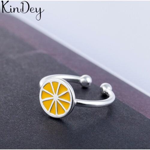 Wholesale Real Silver Color Lemon Rings For Women Statement Jewelry Finger Ring anillos mujer bijoux