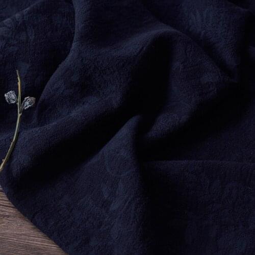 Linen cotton jacquard fabric Double-sided dark lines of Tibetan green in autumn winter telas High-end clothe dress coat tissu