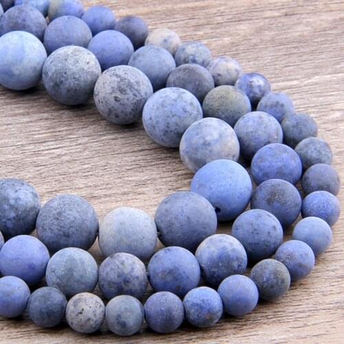 Matte Natural Blue-vein stone Frosted Beads spacer Round Loose blue sodalite Beads 6 8 10 12 MM for Jewelry Making DIY Bracelets