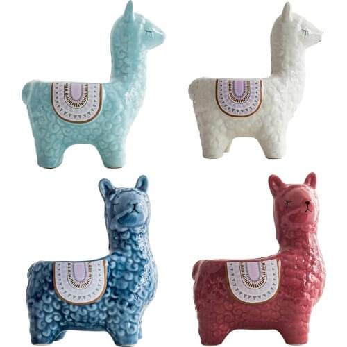 Cute Alpaca Planter Ceramic Plant Pot for Desktop Decoration Flower Cuttings Home Office Garden Wedding Decor Gardening Plantin