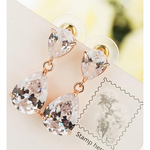 SLBRIDAL Fashion Jewelry Bijoux Anti-allergic Simulated Pearls Hook Earrings Charm Drop Earrings Women Rose Gold Dangle Earrings