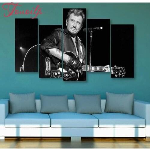 TOUOILP 5D DIY Full Square&round 5pcs 5d Diamond Painting JOHNNY HALLYDAY DIY diamond Embroidery Mosaic Home Decor painting