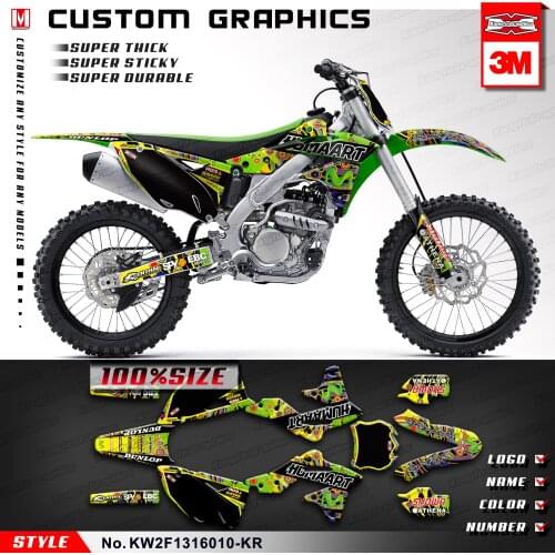 KUNGFU GRAPHICS Racing Stickers MX Decals Self Adhesives for KX250F KX 250F 2013 2014 2015 2016, Customizable