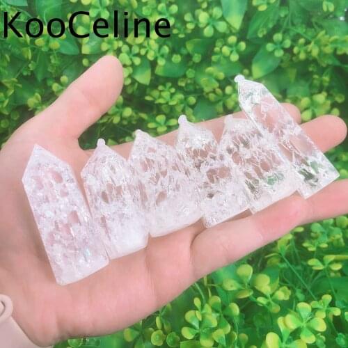 Natural Crystals White Clear Popcorn Quartz Tower Point Energy Reiki Stones Room Home Aquarium Decoration Accessories Gemstone