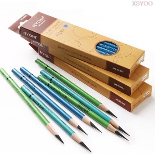 NYONI 10/12Pcs 14B Pencil Set Dedicate Charcoal Pencil Soft Medium Hard Painting Pencils Sketch Pencil Art Supplies Staionery