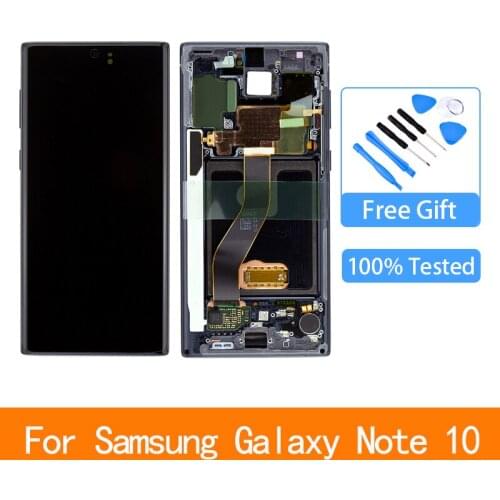 Original 6.3'' AMOLED For Samsung Galaxy Note 10 N970F note10 N970 N9700 LCD With Frame Display Touch Screen Digitizer Assembly