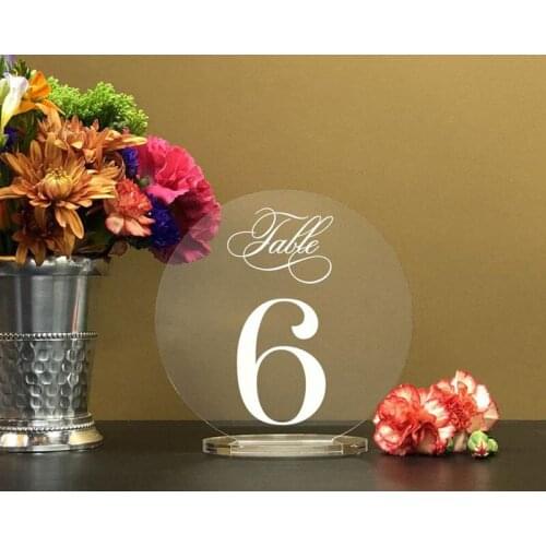 Personalized Calligraphy Acrylic Table Number Wedding Table Number with Holders Wedding Signage Clear Acrylic Table Number