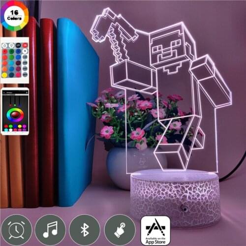 Plug In 3D Acrylic Lamp LED Night Light USB Powered Robot Table Nightlight with Touch Sensor Hotel Room Party Decor APP Control