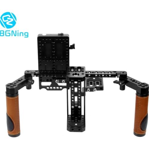 BGNing Universal Camera Director Monitor Cage Rig Kit 5" 7" inch LCD Display Mount Stand Support Dual Handle Grips & Neck Strap