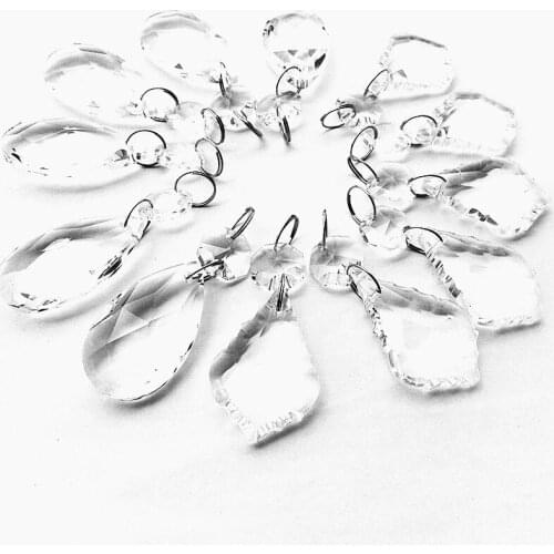 12pcs/lot Clear Crystal Glass Octagon Beads With Chandelier Pendants For New Year Christmas Tree Hanging Suncatcher Decoratioin