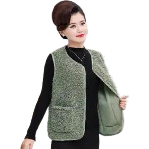 Plus size 4XL 5XL Lamb Wool Autumn Winter Coat Women Jacket Fleece Shaggy Warm Sleeveless Waistcoat Overcoat Single Outwear Vest