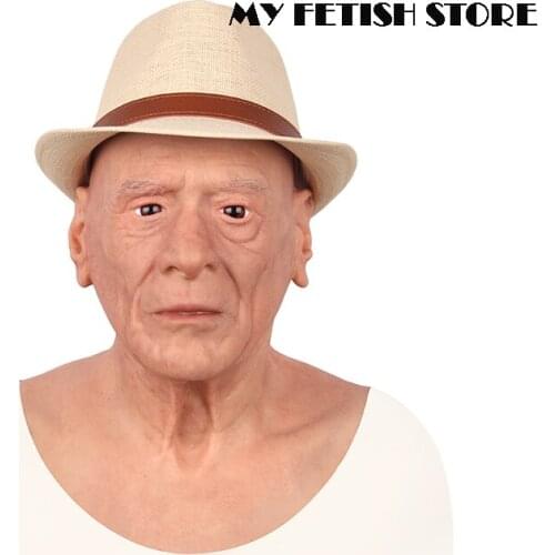Crossdress Full Head Realistic Silicone Old Man Male Disguise Party Masquerade Fancy Dress Cosplay Prop Transgender Mask