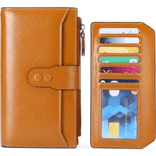 SENDEFN Women Clutch Genuine Leather Wallet Female Long Wallet Women Zipper Purse Strap Money Bag Purse For iPhone 11 carteira