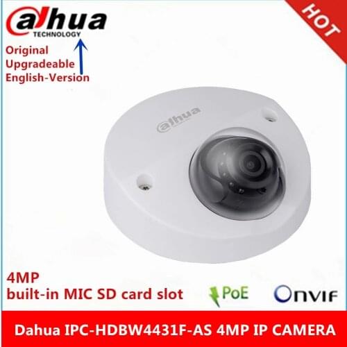 Dahua english version IPC-HDBW4431F-AS IP Camera 4MP IK10 IR20m IP67 built-in MIC SD card slot Mini Dome Network Camera