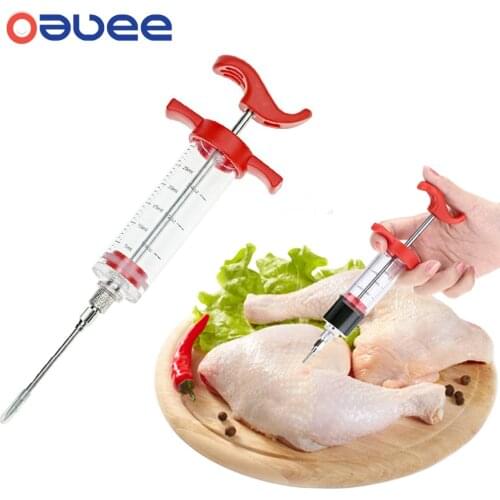 Food Grade PP Stainless Steel BBQ Meat Syringe Marinade Injector Turkey Chicken Flavor Syringe KitchenCooking Syinge Accessories