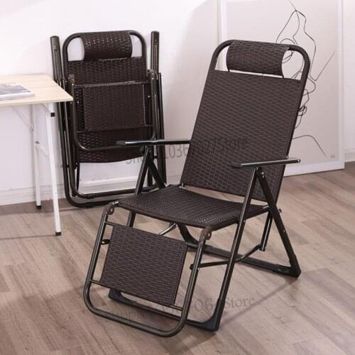 Folding Recliner Folding Lunch Break Rattan Chair Backrest Home Portable Balcony Nap Leisure Old Man Cool Chair