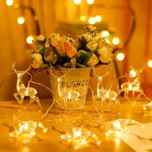 Christmas Tree Light String Elk Deer Battery Operated Home Decor Xmas Party Festivals Outdoor Clear Bulbs