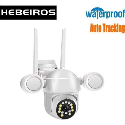 Hebeiros 1080P Smart Auto Motion Tracking IP66 Waterproof Outdoor Floodlight 2MP Security CCTV IP PTZ Wifi Camera Two Way Audio