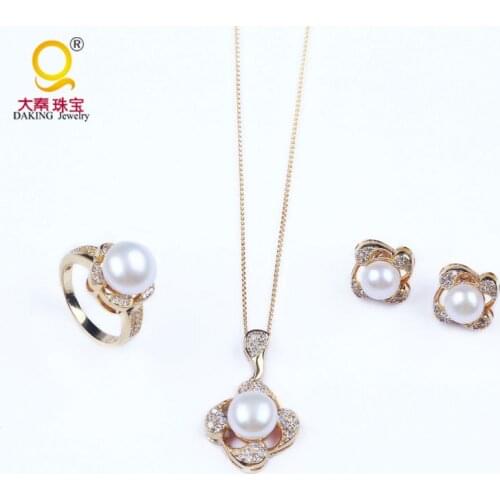 High Quality 100% natural pearl 925 silver jewelry sets women party fine jewelry necklace ring and earrings for women