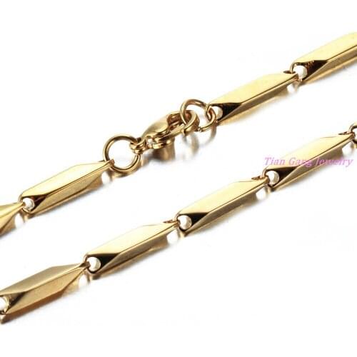 High Quality 2mm Gold Stick Necklace Chain 316L Stainless Steel For Charming Boys Male Fashion Jewelry 16-40 inch Custom Size