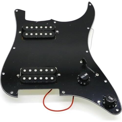 Loaded Strat Electric Guitar Prewired ST Pickguard with Ceramic Double Colis Humbucker Pickups For Fender Guitar Black