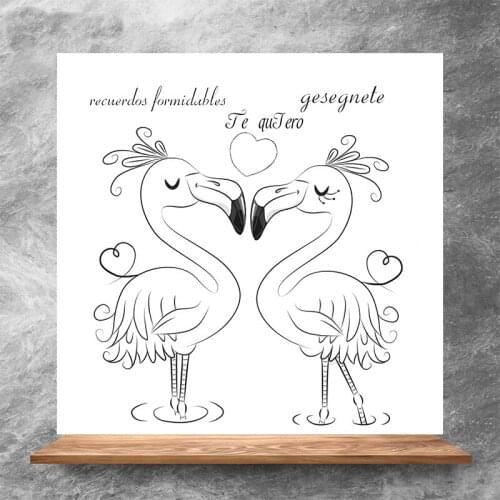 ZhuoAng Kiss Flamingo Clear Stamps/Silicone Transparent Seals for DIY scrapbooking photo album Clear Stamps 13x13