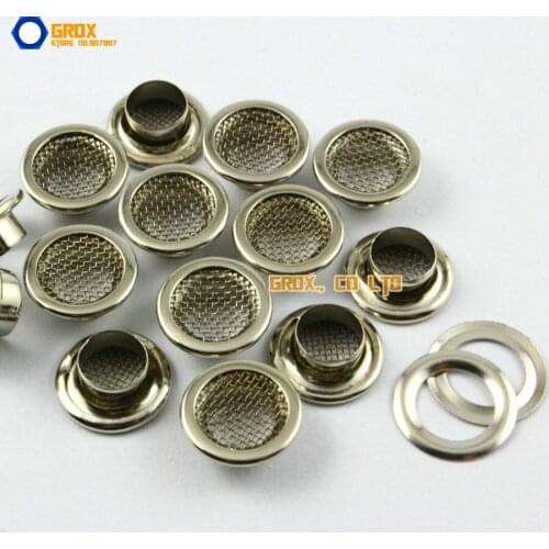 100 Set 12*7*5mm (Outer diameter * Inner diameter * Height) Silver Round Eyelet Grommet with Steel Mesh Inside