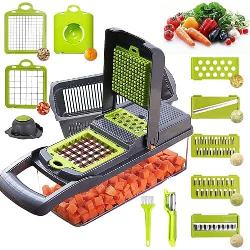 Multifunctional 13-in-1 Food Chopper Onion Chopper Vegetable Slicer Mandolin Slicer Grater Pemotong Sayur Chopper Grinder Kitche