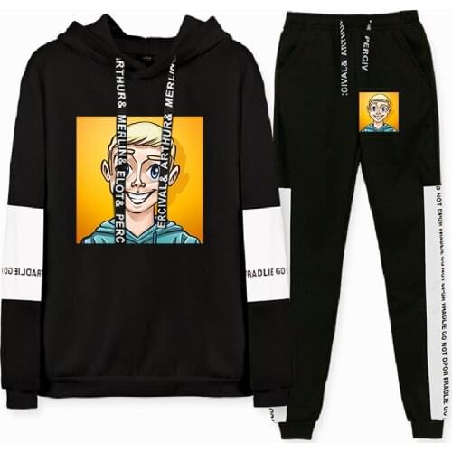 2021 Harajuku HIP HOP Michou Inoxtag 2D Woman Hoodie sweatshirt Black Woman suit Long Sleeve Sweatshirt Hoodie men Set