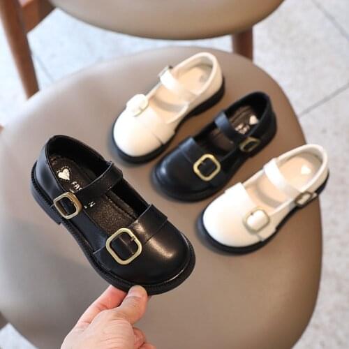 2021 Baby Girls Single Shoes Double Bucklesoft Bottom PU Leather Shoes Retro Princess Shoes Garden Shoes Party Dance Shoes