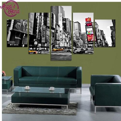 5pc canvas painting cross stitch 5D diamond painting diy diamond embroidery European city mosaic of square rhinestones