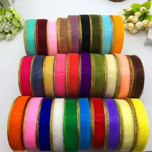 5yards/lot (3/4" 20mm) Glitter Edge Organza Ribbon Bow Hair Wedding Party Christmas Decoration Lace Crafts
