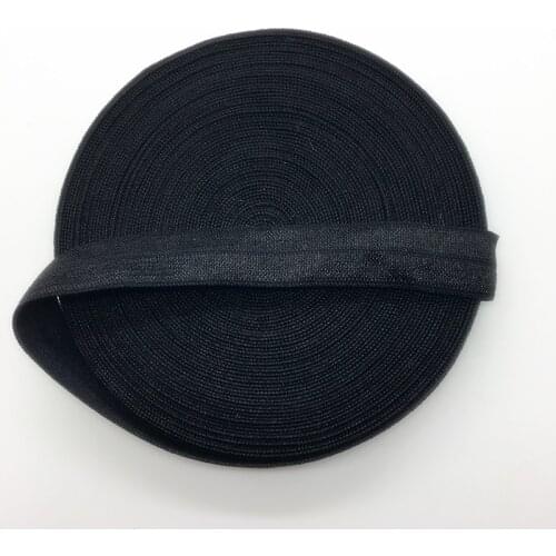 5yards/lot 5/8" 15mm Black Multirole Fold Over Elastic Spandex Satin Band Ties Hair Accessories Lace Trim Sewing Notion