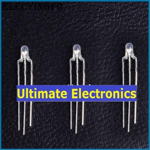 500pcs Common Cathode/Anode 3MM LED Dissfused two color red and blue 3Pin