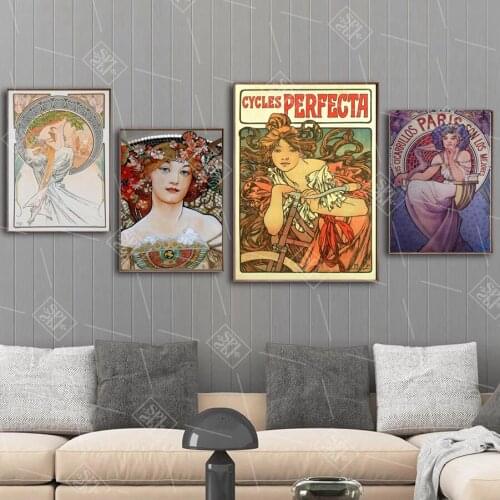 Alphonse Mucha Canvas Print Painting Vintage Bedroom Decoration Posters Angel Girls Decor Wall Art Pictures for Living Room