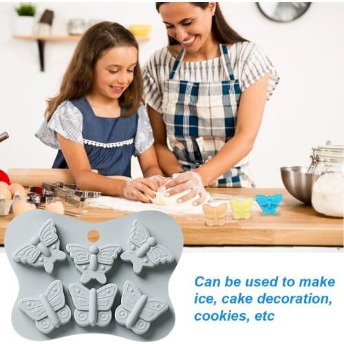 DIY Handmade Non-stick Cake Mold 6 Holes Butterfly Shape Silicone Mold Chocolate Pudding Candy Sugar Mold Ice Tray