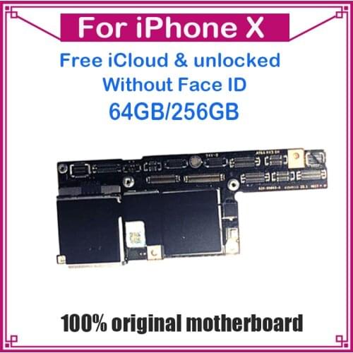 Free iCloud 100% Original unlocked for iphone x Motherboard No Face ID for iphone X Logic boards 64GB 256GB Mainboard with Chips
