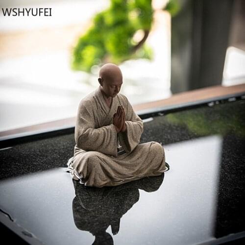 Buddhism Chinese Style Little Monk Statue Purple Clay Home Decoration Porch Living Room Desktop Ornaments Accessories Crafts