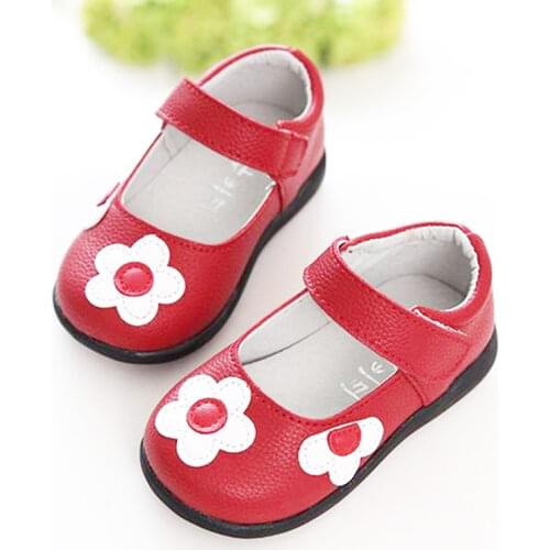 1 2 3 4 5 6 Years Flower Toddler Little Baby Girls Red Black Spring PU Leather Princess Dress For Kids Girls Dress Shoes New