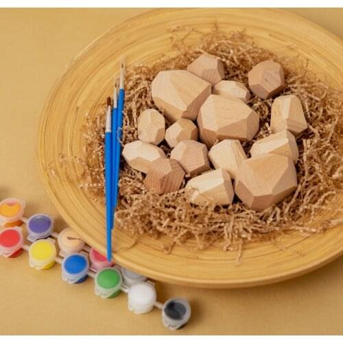 Childrens Wooden Colored Stone Diy Graffiti Jenga Building Block Painting Graffiti Educational Toy Stacking Game Drawing Stone